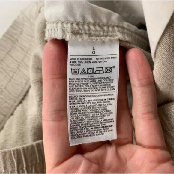 Old Navy Flax Linen Blend High Rise Slim Leg Ankle Pant L - Picture 5 of 7